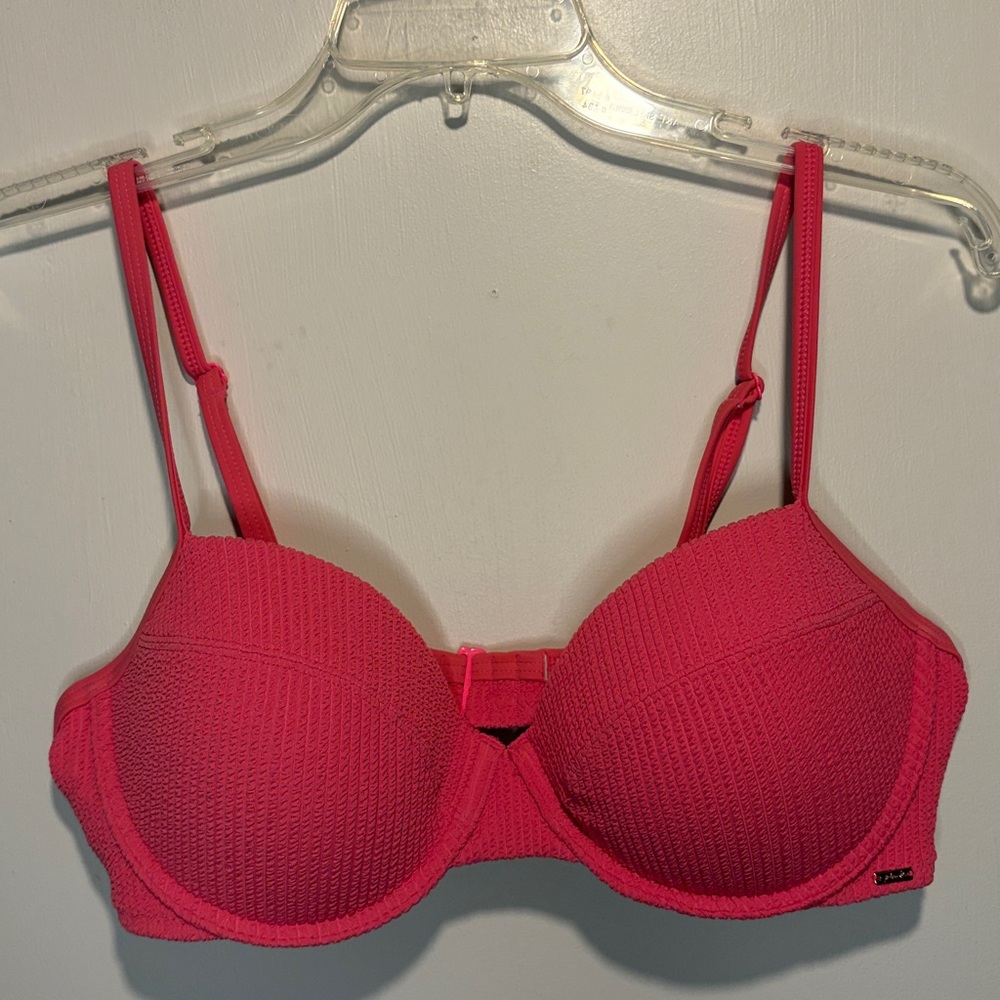 PINK Victoria's Secret Neon Pink Textured Underwire Bikini Top Size XL
